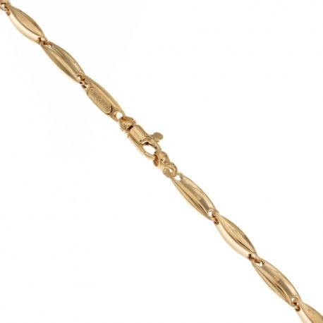 Bracciale in oro giallo 18 Kt 750/1000 modello ovali incavati finitura lucida da uomo