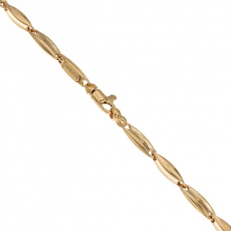 Yellow gold 18k 750/1000 oval type man link chain bracelet