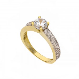 Solitaire ring i 18K gul...