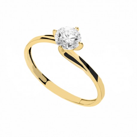 Πασιέντζα δαχτυλίδι σε κίτρινο χρυσό 18 καρατίων με λευκά ζιργκόν για γυναίκες