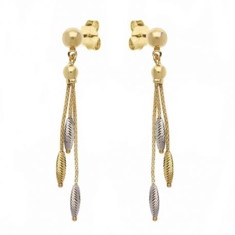 Pendientes colgantes de diamantes en oro amarillo y blanco de 18 quilates para mujer