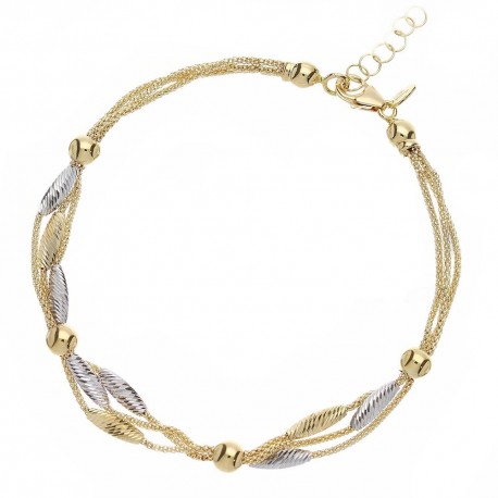 Yellow and White Gold 18k Diamond-cut Woman Bracelet