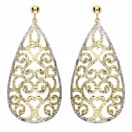 White and Yellow Gold 18k Pendant Woman Earrings