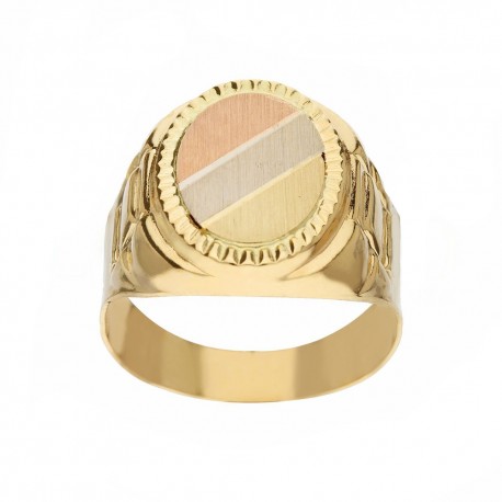 Męski pierścionek z 18-karatowego żółtego, białego i różowego złota