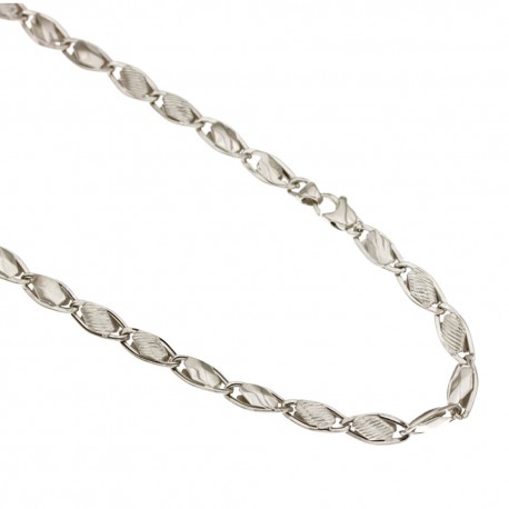 White gold 18k 750/1000 riportini type shiny and lined man chain