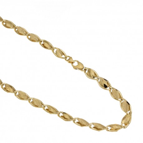 Yellow gold 18k 750/1000 riportini type shiny and lined man chain