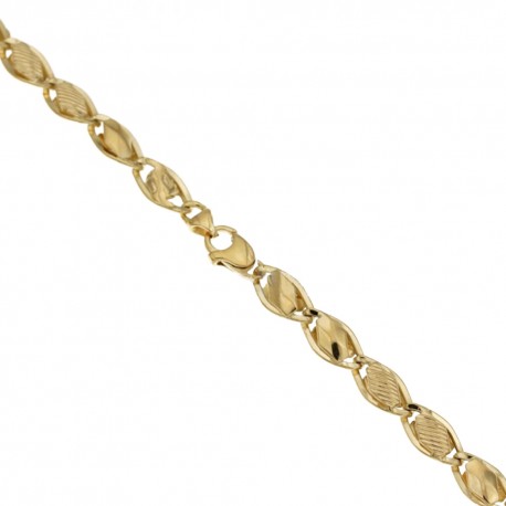 Bracelet en or jaune 18 Kt 750/1000 avec inserts, finition polie pour homme