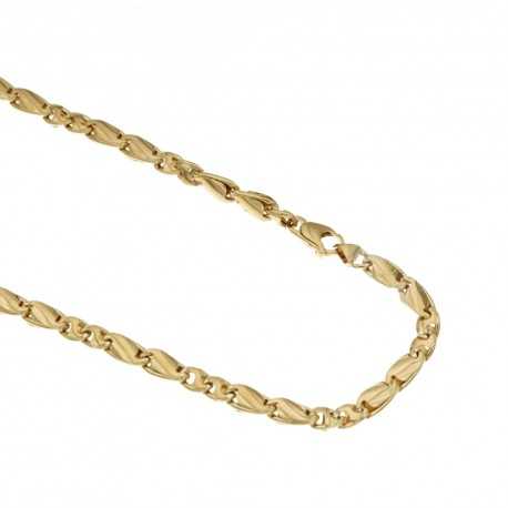 Łańcuszek z żółtego złota 18-karatowego 750/1000 z naprzemiennymi wstawkami, polerowane wykończenie dla mężczyzn