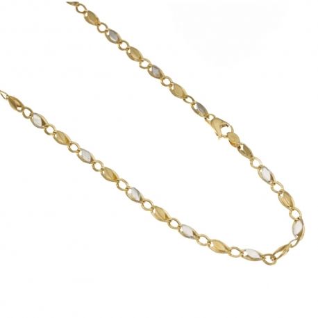 Chaîne en Or blanc et jaune 18 Kt 750/1000, modèle à insert alterné, finition polie pour homme