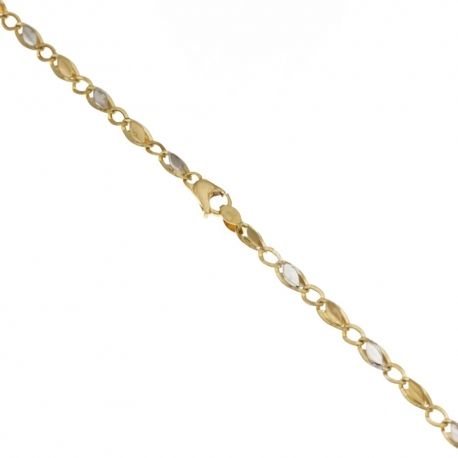 Pulseira em ouro amarelo e branco de 18 Kt 750/1000 com inserções, acabamento polido para homem