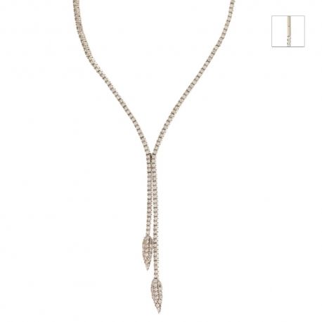 半硬质 18Kt 750/1000 白金网球风格锆石女式颈链