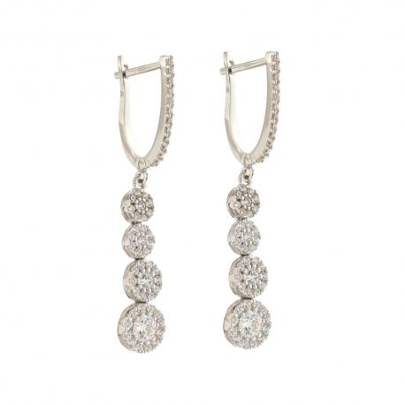 Pendientes de oro blanco de 18 Kt 750/1000 con circonitas blancas
