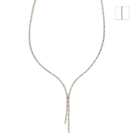 Collier semi-rigide en Or blanc 18 Kt 750/1000, style tennis avec zircons centraux pour femme