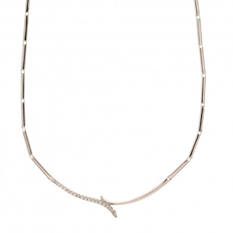 Halvstiv halskæde i 18 Kt 750/1000 hvidguld med centrale zirkoner til kvinder