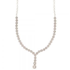 半硬质 18Kt 750/1000 白金网球风格锆石女式颈链