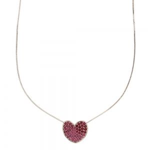 白金的圆颈 18 Kt 750/1000 红色的zir心