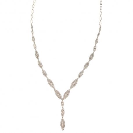 Polotuhý choker z bieleho zlata 18 Kt 750/1000 s centrálnymi svadobnými zirkónmi