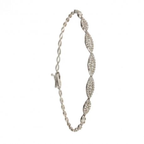 Stingra sieviešu rokassprādze no 18&nbsp;kb 750/1000 baltā zelta ar centrālajiem baltajiem cirkoniem