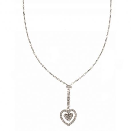 Colar feminino em ouro 750/1000 de 18 kt com coração de zircão branco