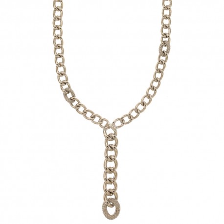 White gold 18k chain type with white cubic zirconia woman necklace