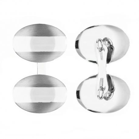 18K白金椭圆形袖扣