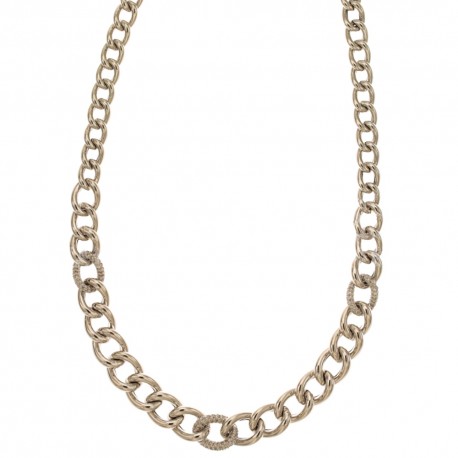 White gold 18k 750/1000 woman link chain with white cubic zirconia