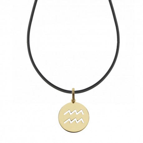Yellow Gold 18k with Aquarius Zodiac Sign Necklace