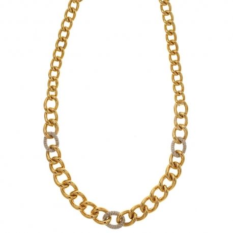 Choker z 18Kt 750/1000 žlutého a bílého zlata, model grumetta se zirkonovými články