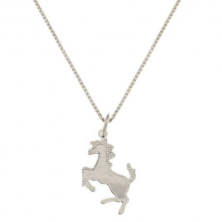 Collier en or blanc 18 Kt 750/1000 avec cheval pointillé