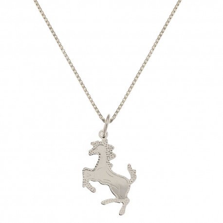 White gold 18 Kt 750/1000 with hammered horse necklace