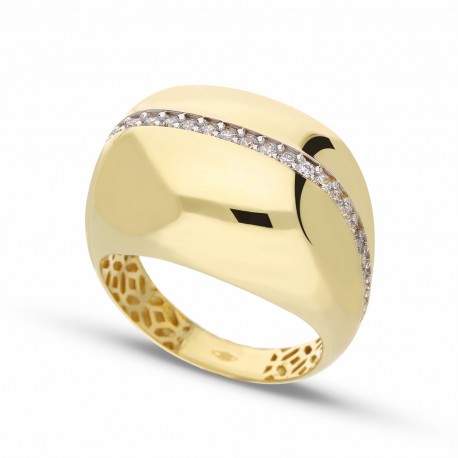 Τετράγωνο δαχτυλίδι για γυναίκες σε χρυσό 18 καρατίων