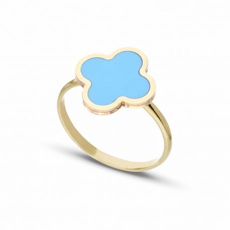 Női négylevelű lóhere gyűrű 18 karátos sárga aranyból