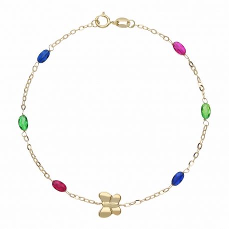 Pulseira em ouro amarelo 18K com pedras coloridas