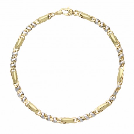 Gold 18k Alternating Chain Men Bracelet