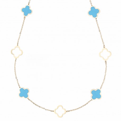 Yellow Gold 18k with Four-Leaf-Clovers Women Choker