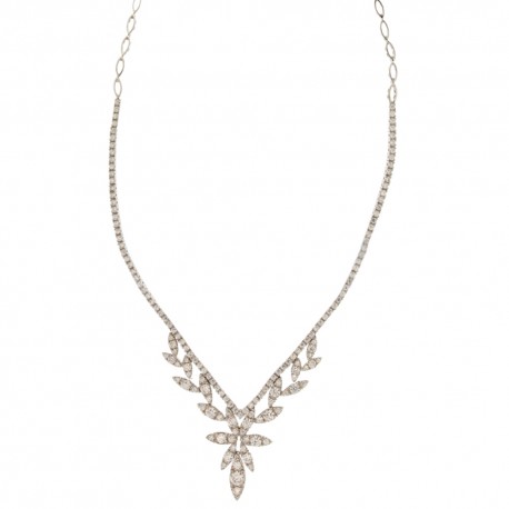 Polotuhý náhrdelník z bieleho zlata 18K 750/1000 so stredovými zirkónmi pre ženy