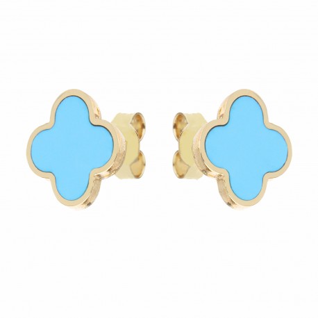 Women 18k Yellow Gold Four-Leaf Clover Earrings