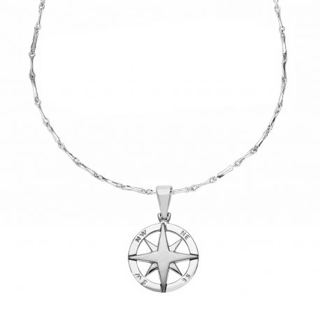 Compass Rose kaulakoru 18K valkokulta