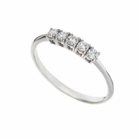 Veretta prsten od 18K bijelog zlata s bijelim cirkonima za žene
