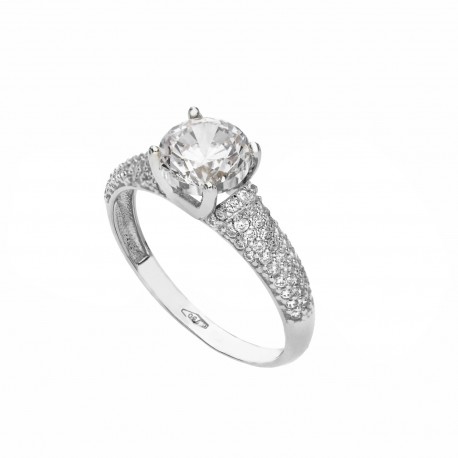 White Gold 18k Solitaire Shiny Women Ring
