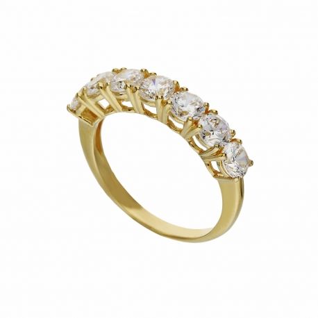 Veretta-Ring aus 18-karätigem Gelbgold mit weißen Zirkonen für Damen