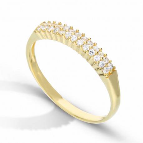Veretta žiedas iš 18K geltono aukso su baltais cirkoniais moterims