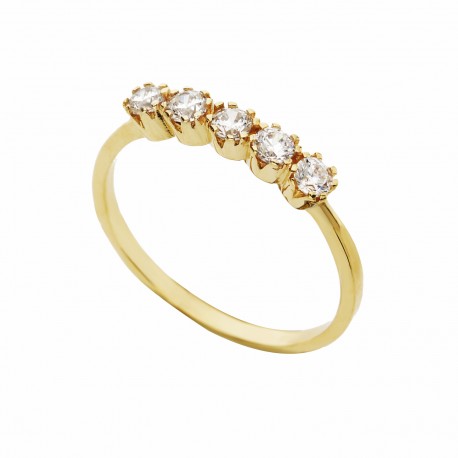 Veretta-Ring aus 18-karätigem Gelbgold mit weißen Zirkonen für Damen