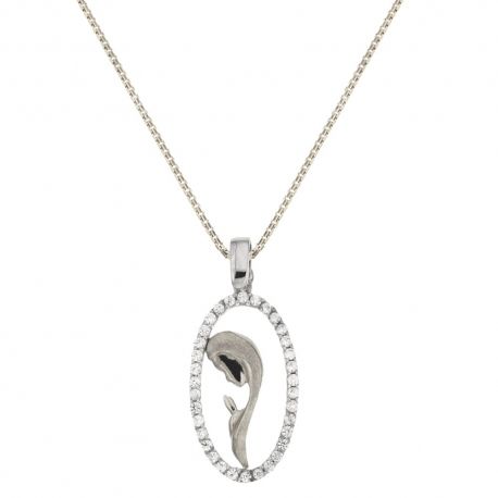 Collier avec Madone en forme en or 18K 750 et zircons blancs