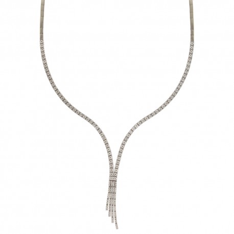 Polutvrda ogrlica teniskog tipa od 18 Kt 750/1000 bijelog zlata s cirkonima za žene