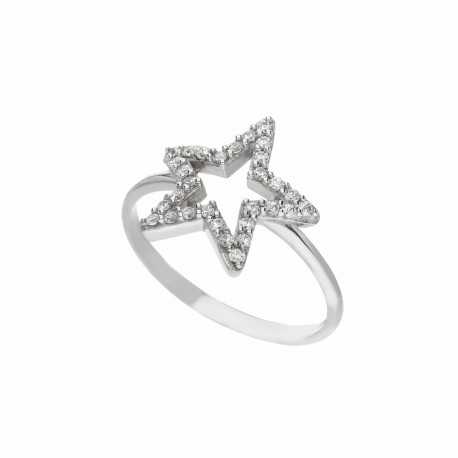 Dámský prsten z 18K bílého zlata s bílou zirkonovou hvězdou