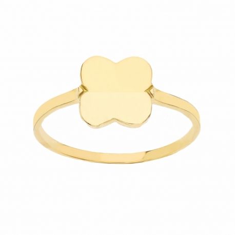 Anel plano em ouro amarelo 18K polido para mulheres