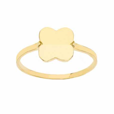 Плосък пръстен от полирано 18K жълто злато за жени
