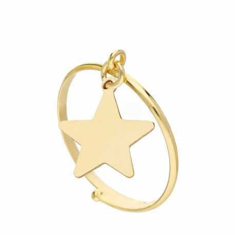 Ρυθμιζόμενο δαχτυλίδι σε κίτρινο χρυσό 18 καρατίων με αστέρι για γυναίκες