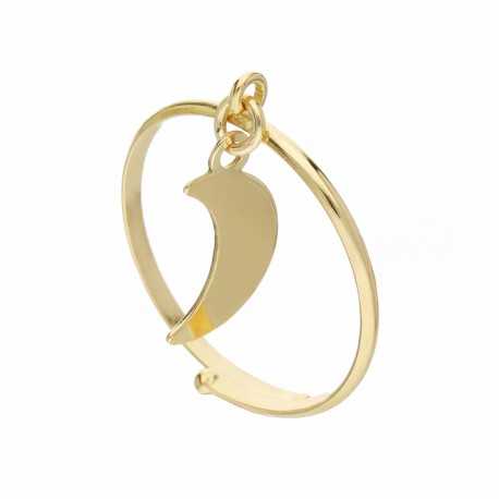 Регулируемое кольцо из желтого золота 18 карат с луной для женщин